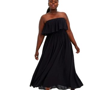 NWT TORRID CHALLIS MAXI DRESS w FLAUNCY OVERLAY SIZE 2 BEAUTIFUL SMOCKED BODICE